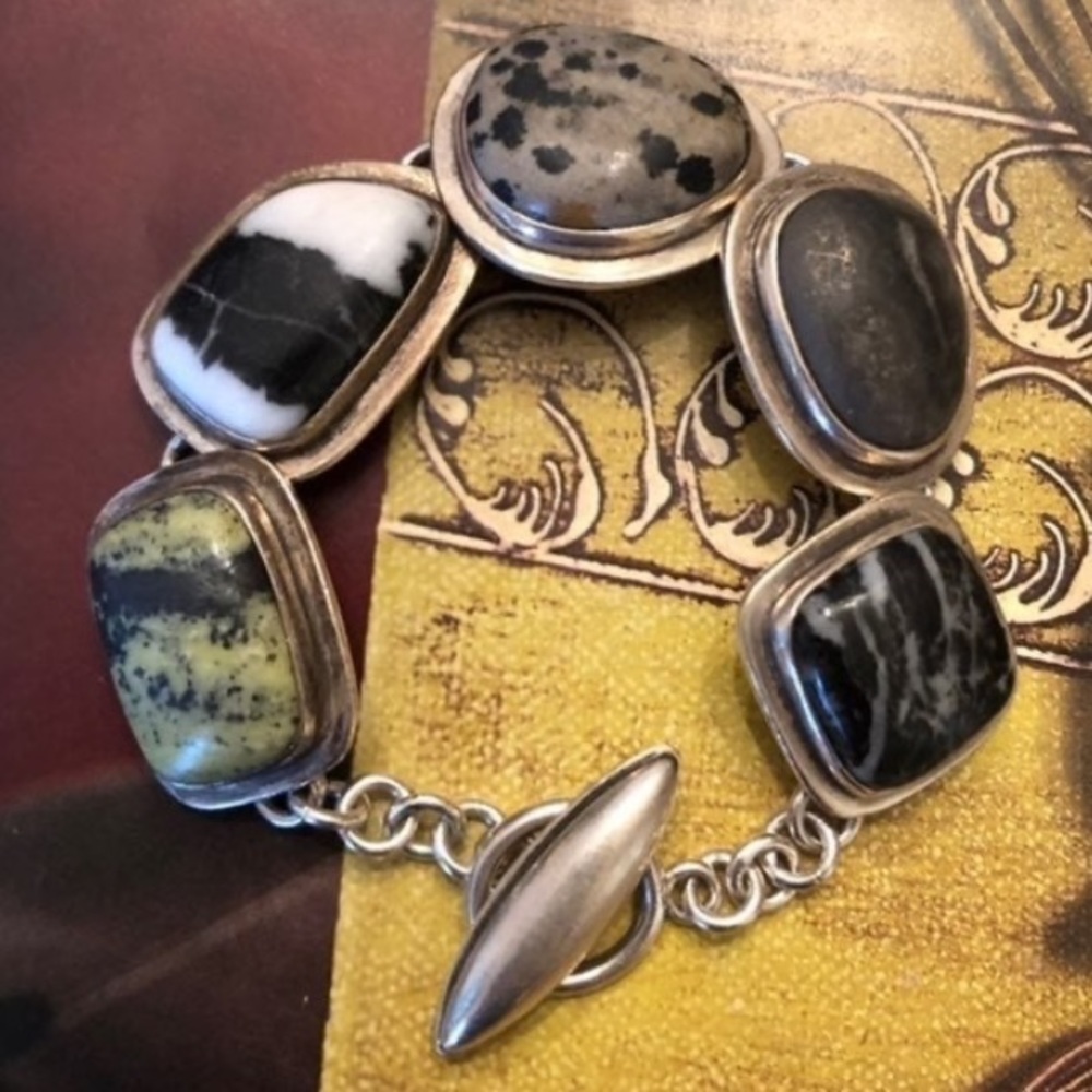 Vintage Silpada Sterling Silver Natural Jasper Stone Bracelet B0617 - Picture 5 of 15